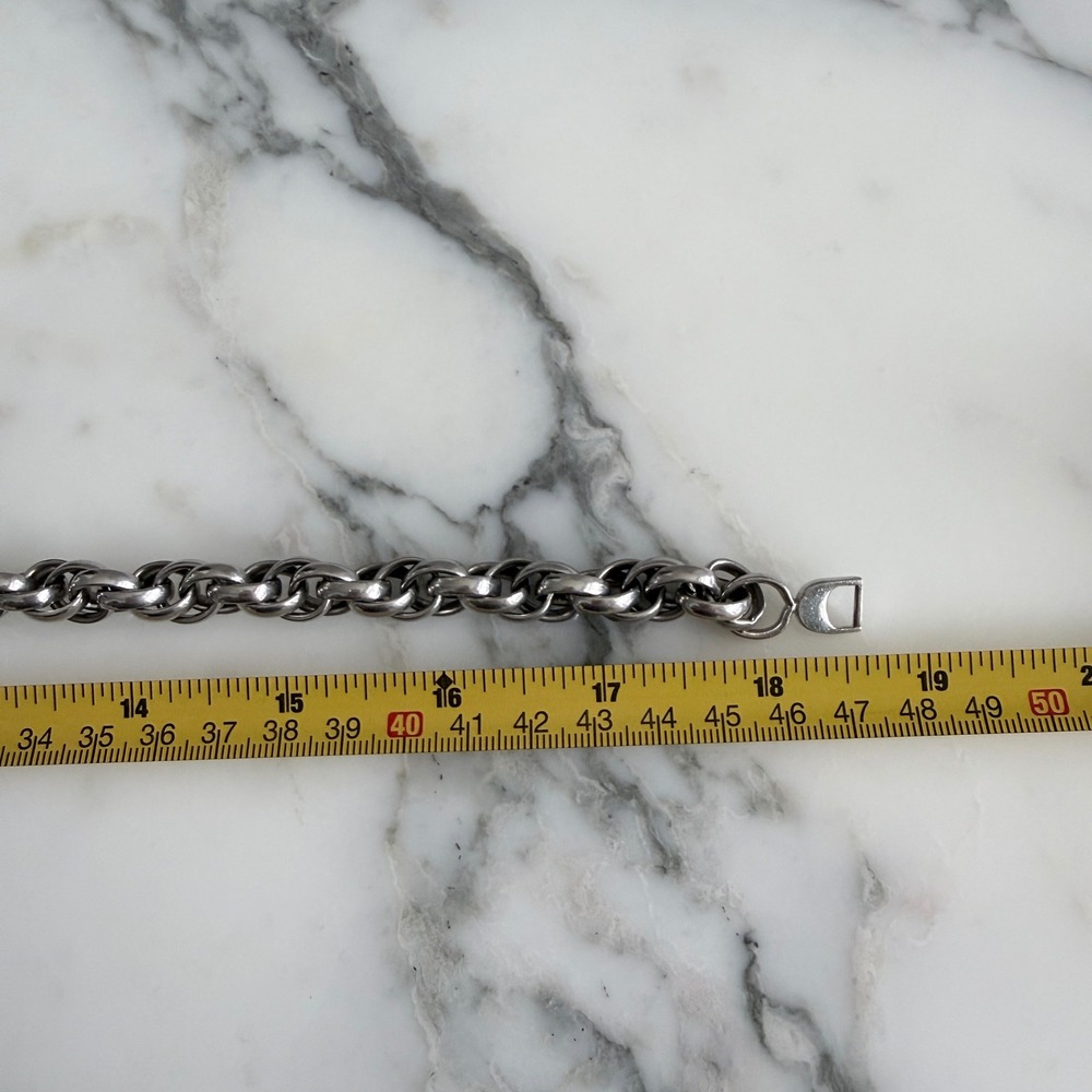 Vintage Sperry Silver Tone Chunky Double Link Chain Necklace 18.5 Inch Statement - Picture 7 of 8
